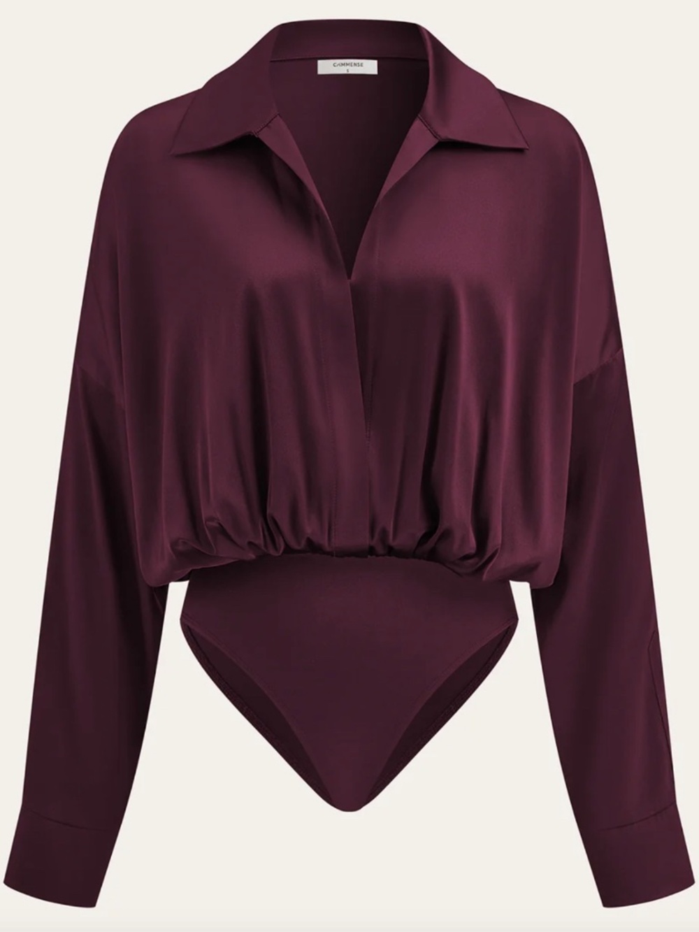 Commense Satin Collared Long Sleeve Body suit